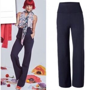 Cabi #5501 High Rise Wide Leg Chance Trousers Navy Blue Pull on Pants